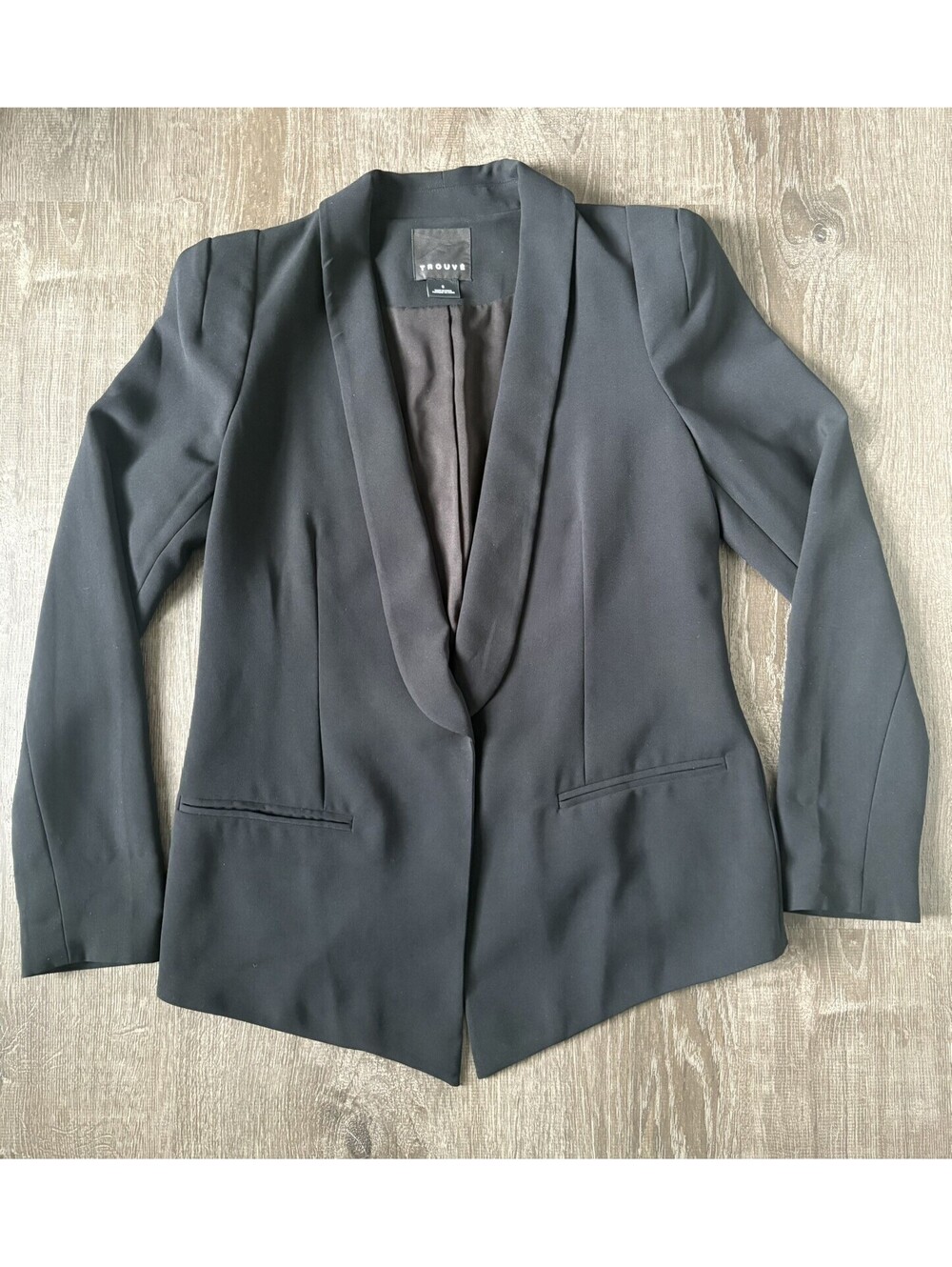 Trouvé Women’s Draped Collar Blazer Jacket Black Front Structured SZ small